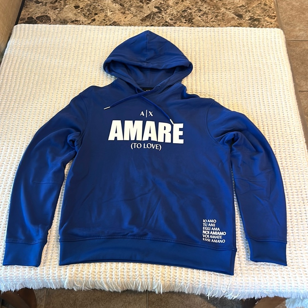 Armani Exchange Mens Blue Hoodie